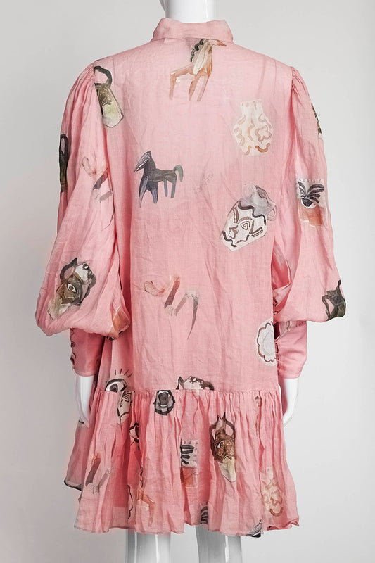Alemais Pink Cleo Smock Mini Dress 12