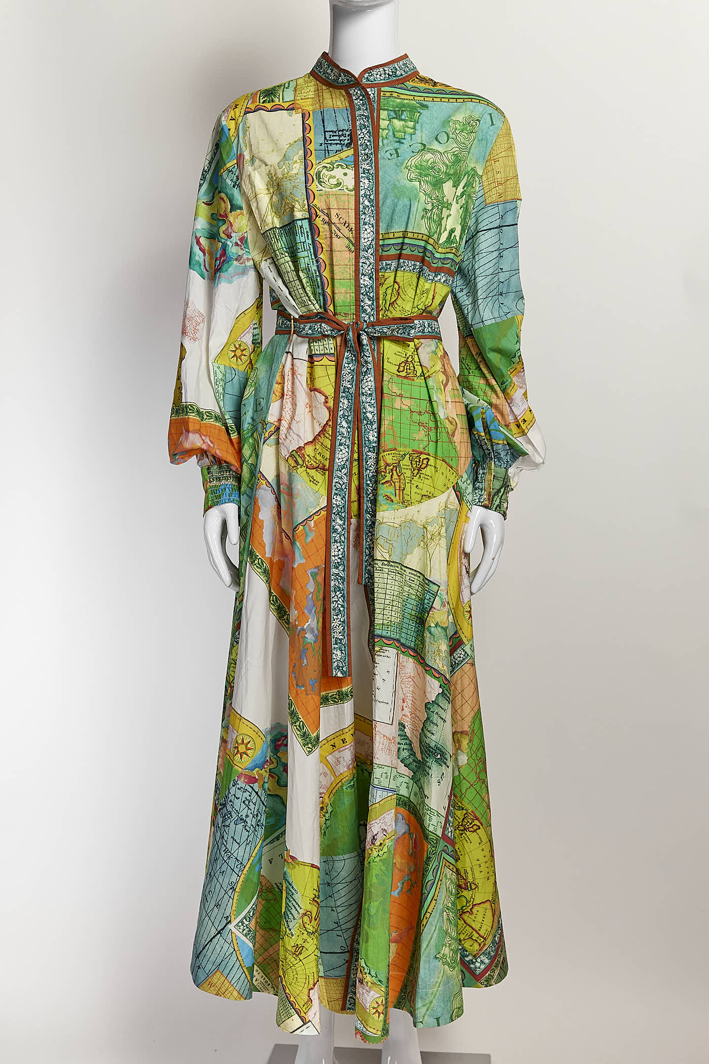 Alemais atlas Map Printed Button Up Dress 4