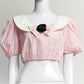 Alessandra Rich Pink Striped Poplin Cropped Top 40