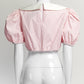 Alessandra Rich Pink Striped Poplin Cropped Top 40