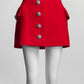Alessandra Rich Red Mini Skirt w/Silver Crystal Encrusted Bottons 40