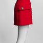 Alessandra Rich Red Mini Skirt w/Silver Crystal Encrusted Bottons 40