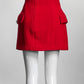 Alessandra Rich Red Mini Skirt w/Silver Crystal Encrusted Bottons 40