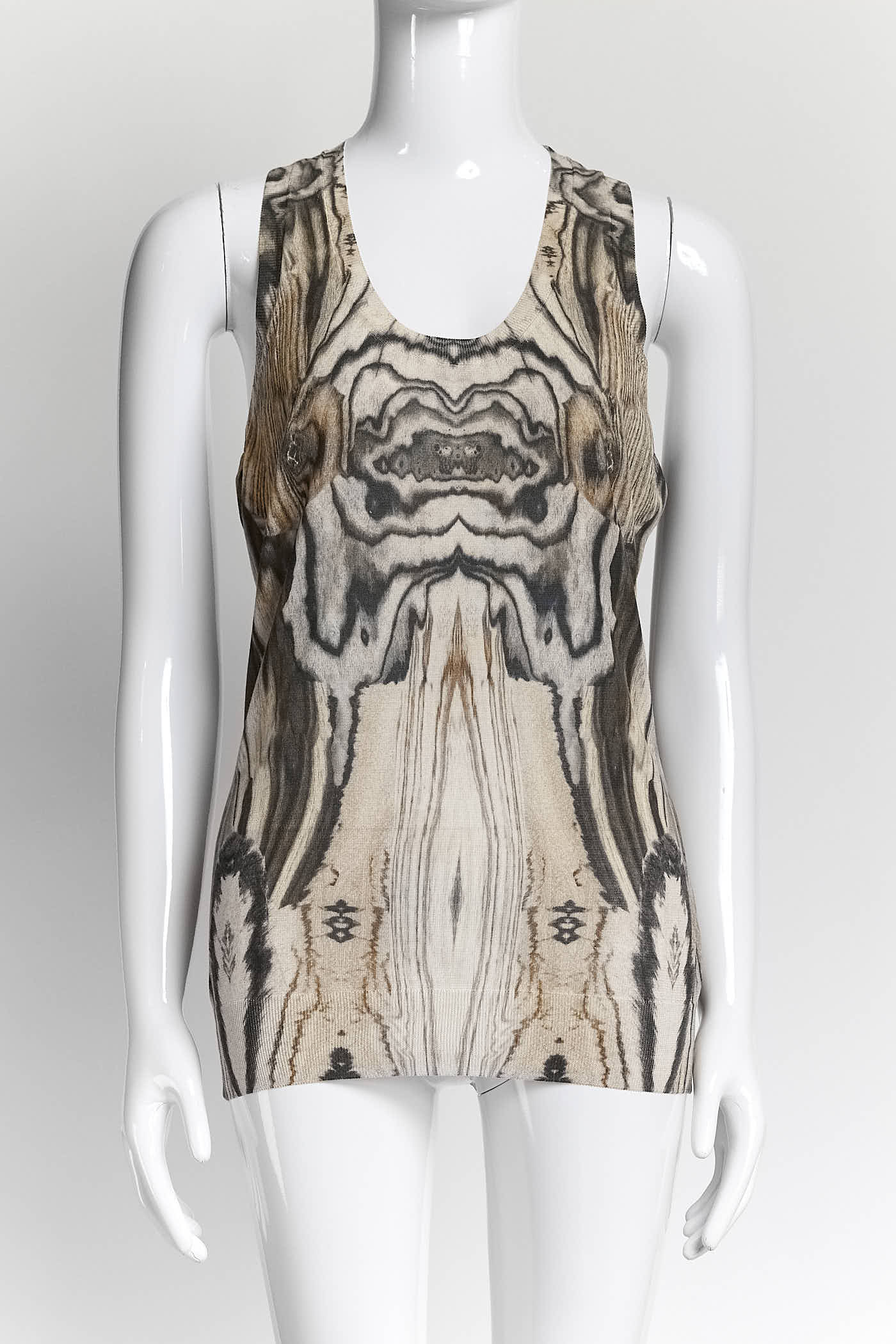 Alexander McQueen Beige Patterned Kint Tank Top L