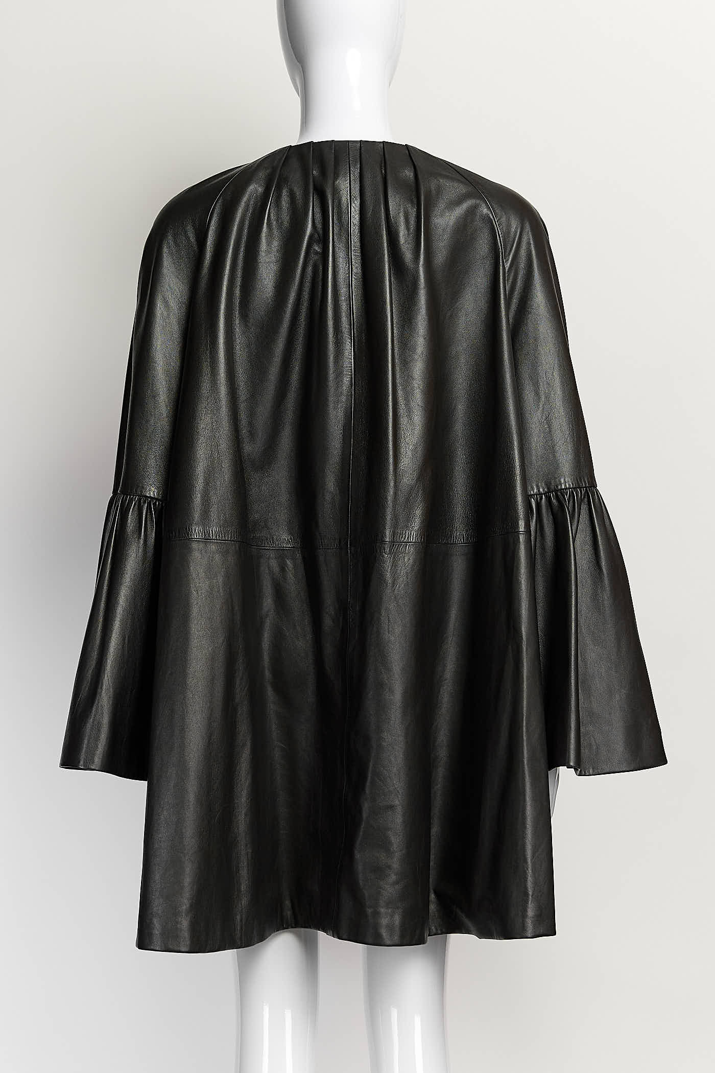 Alexander McQueen Black Leather Coat 38
