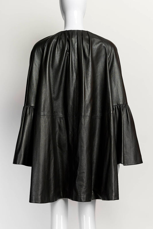 Alexander McQueen Black Leather Coat 38
