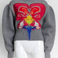 Alexander McQueen Orchid Intarsia Cocoon Sleeve Crop Wool Sweater L
