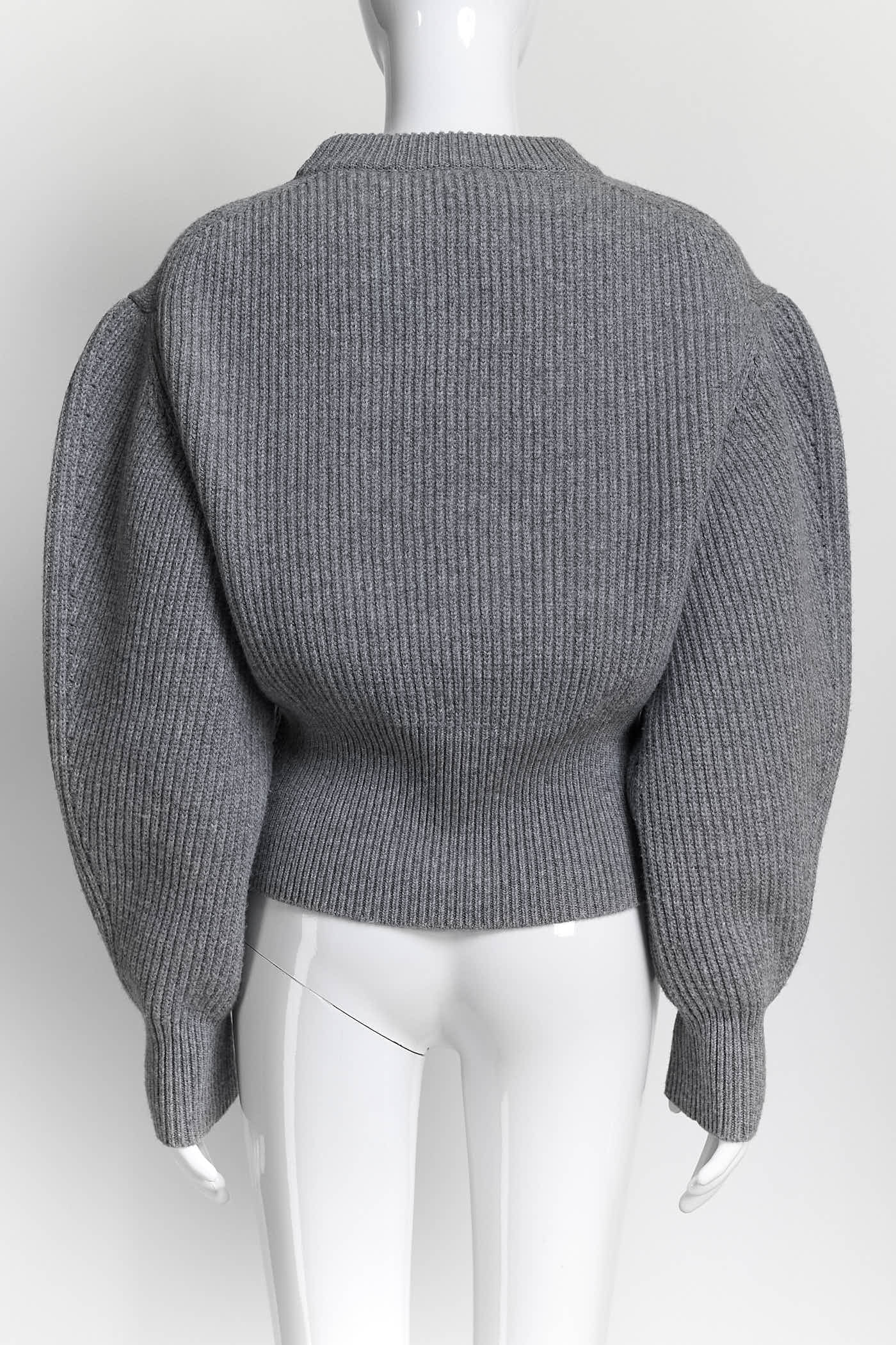 Alexander McQueen Orchid Intarsia Cocoon Sleeve Crop Wool Sweater L