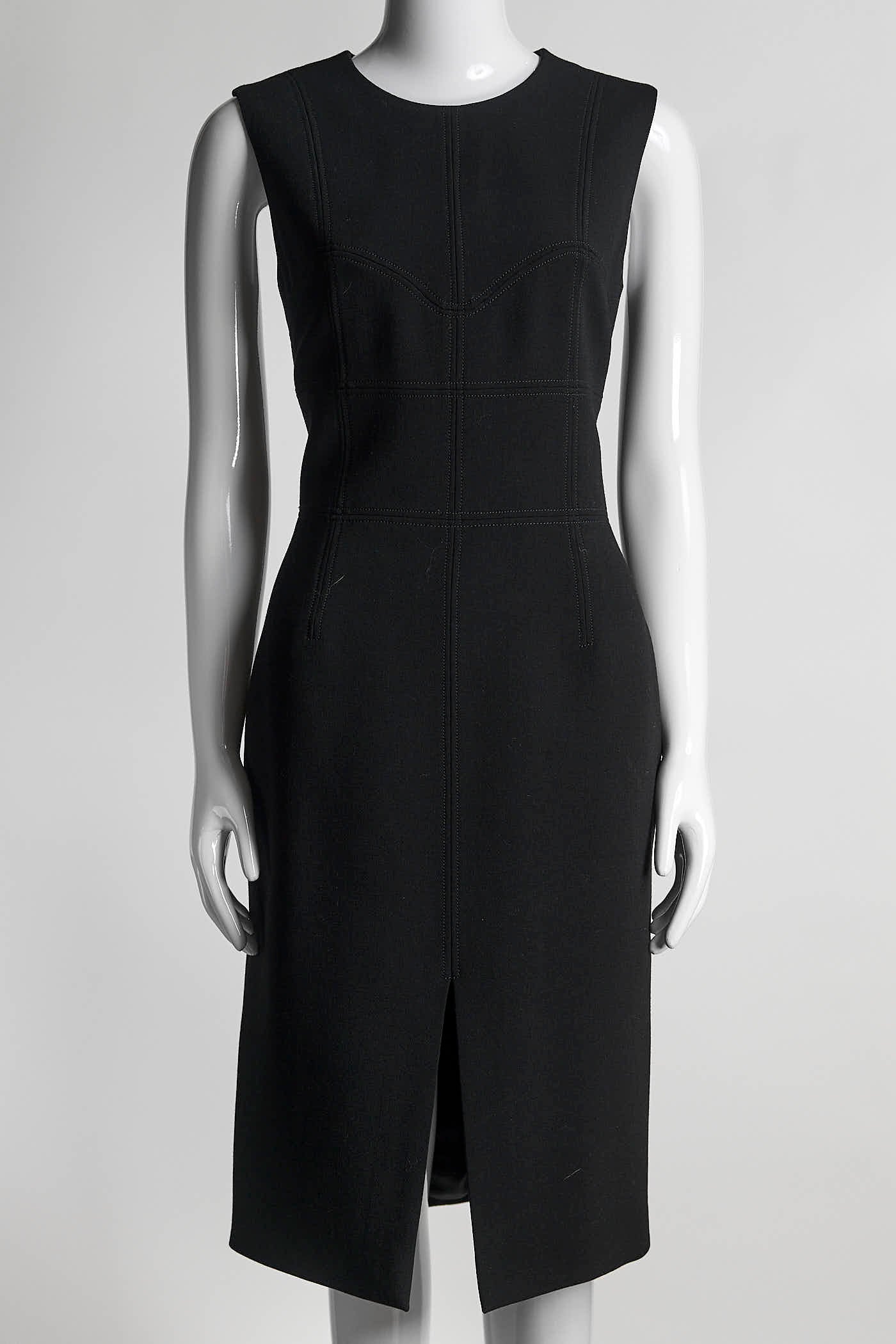 Alexander Mcqueen Black Sleeveless Structured Dress 44