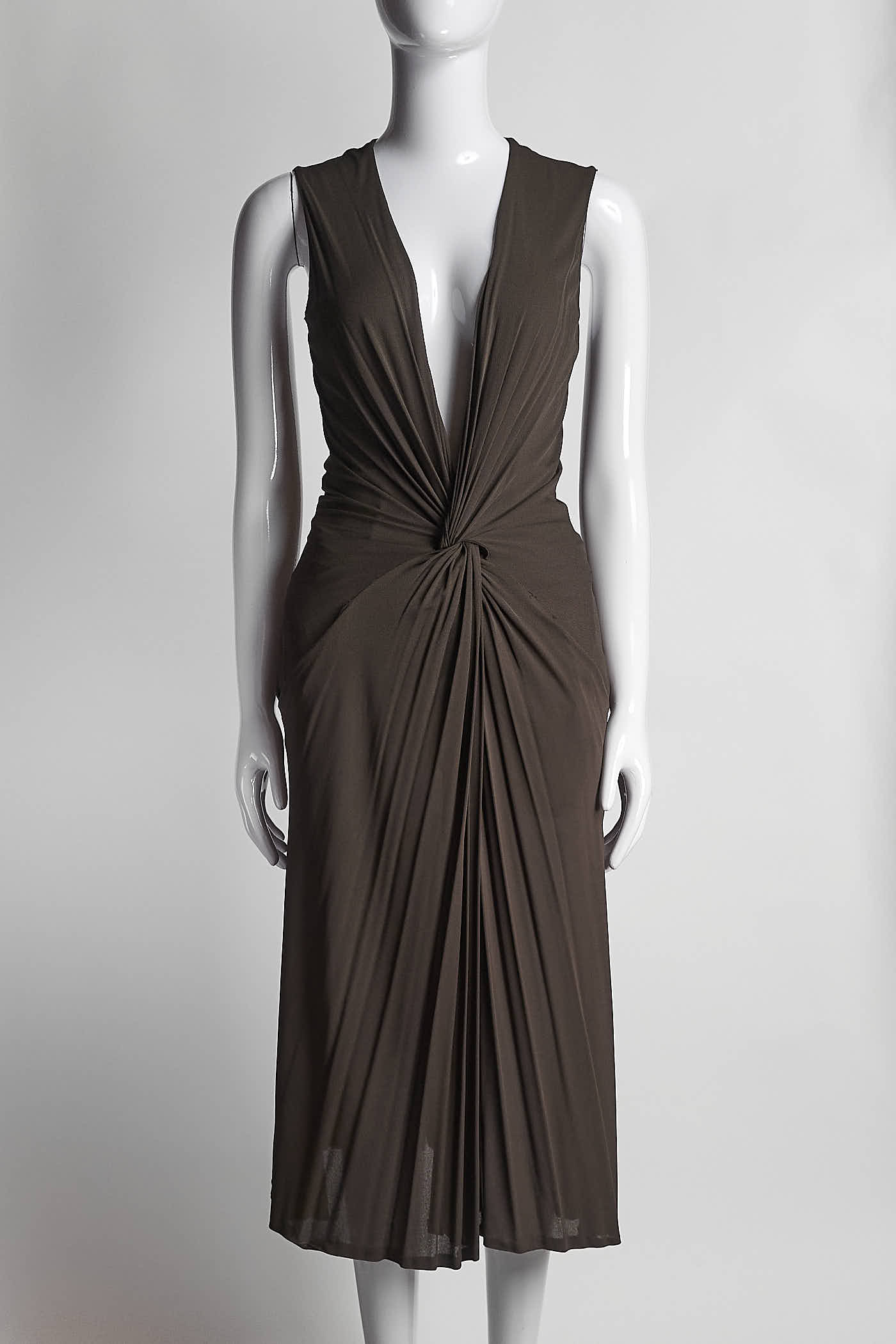 Alexander Mcqueen Brown Knot Detail Dress IT 38