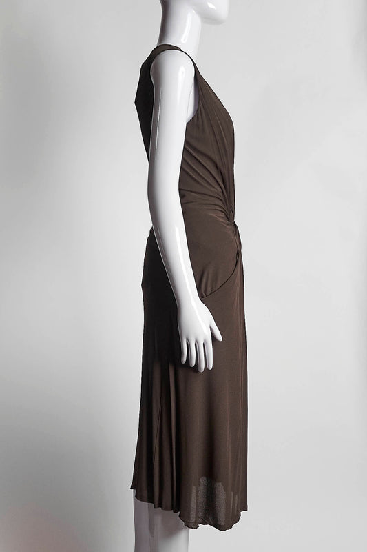 Alexander Mcqueen Brown Knot Detail Dress IT 38