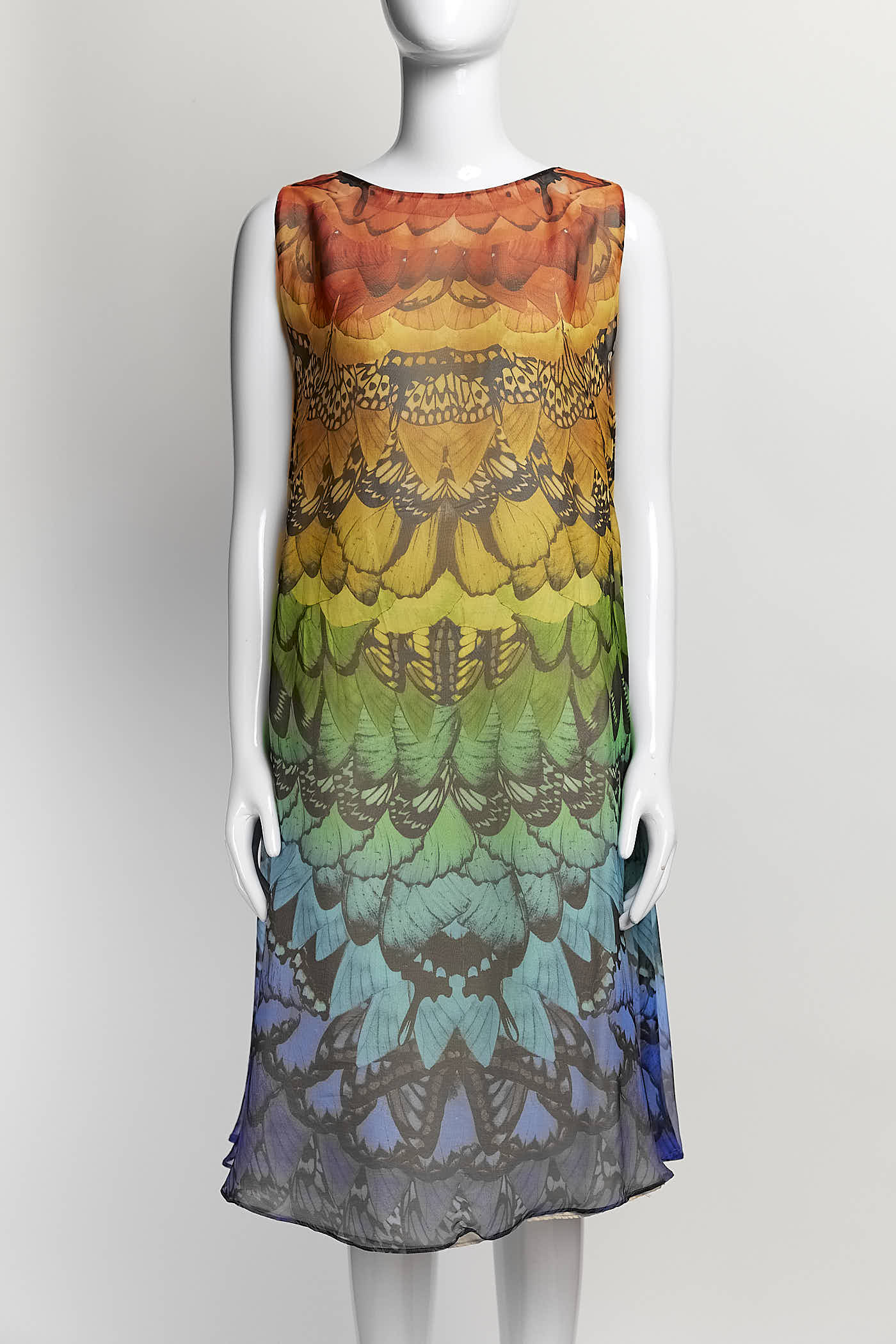 Alexandre McQueen Multicolor Butterfly Patterned Dress 38