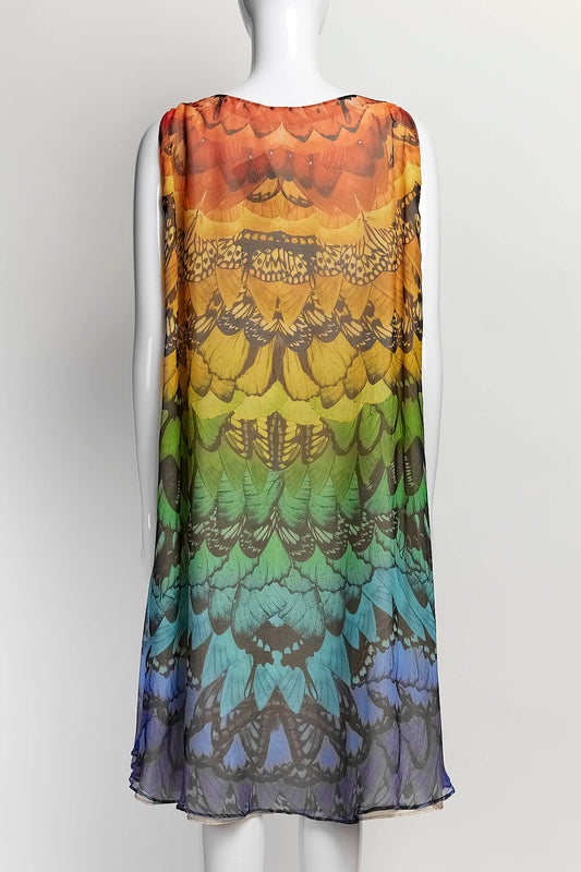 Alexandre McQueen Multicolor Butterfly Patterned Dress 38