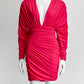 Alexandre Vauthier Pink Plunge-neck Ruched Jersey Dress