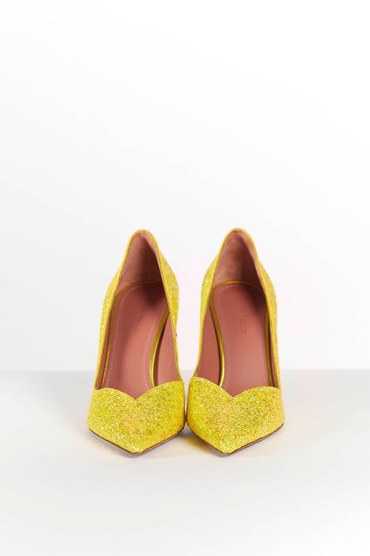 Amina Muaddi Yellow Giorgia Heel 39