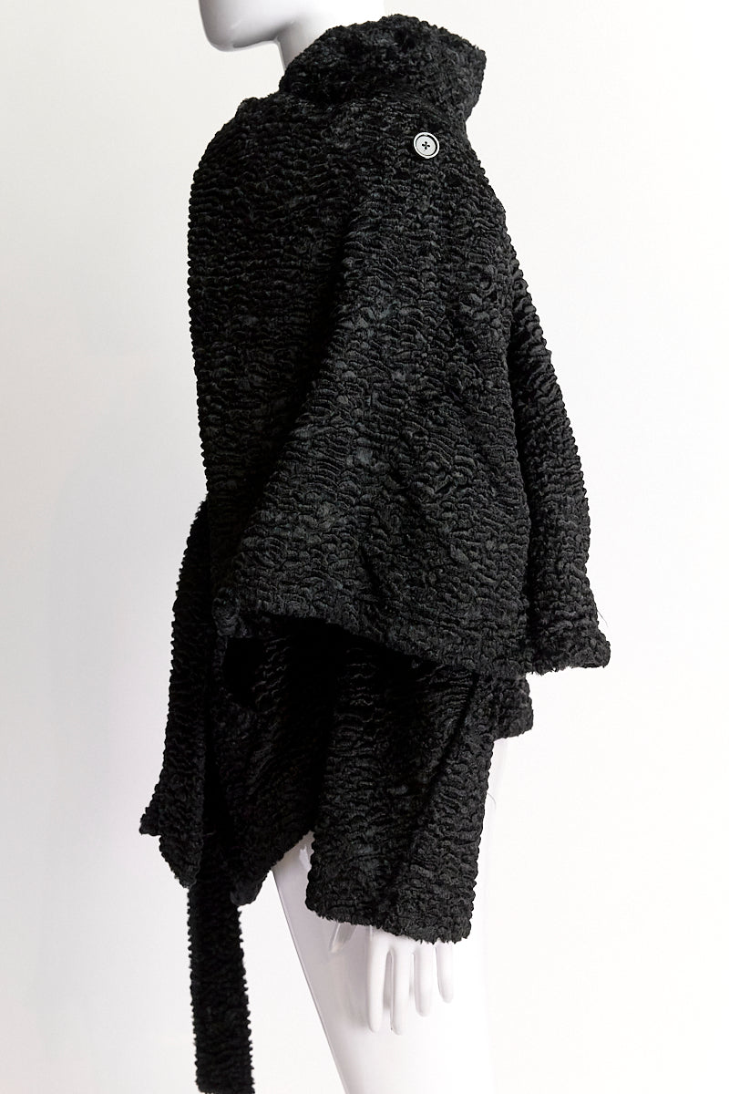 Ann Demeulemeester Black Faux Fur Coat IT38