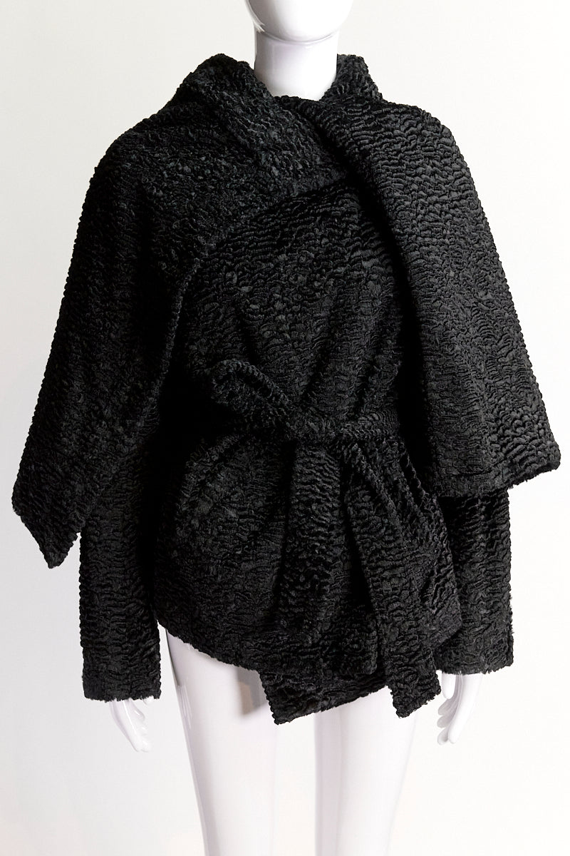 Ann Demeulemeester Black Faux Fur Coat IT38