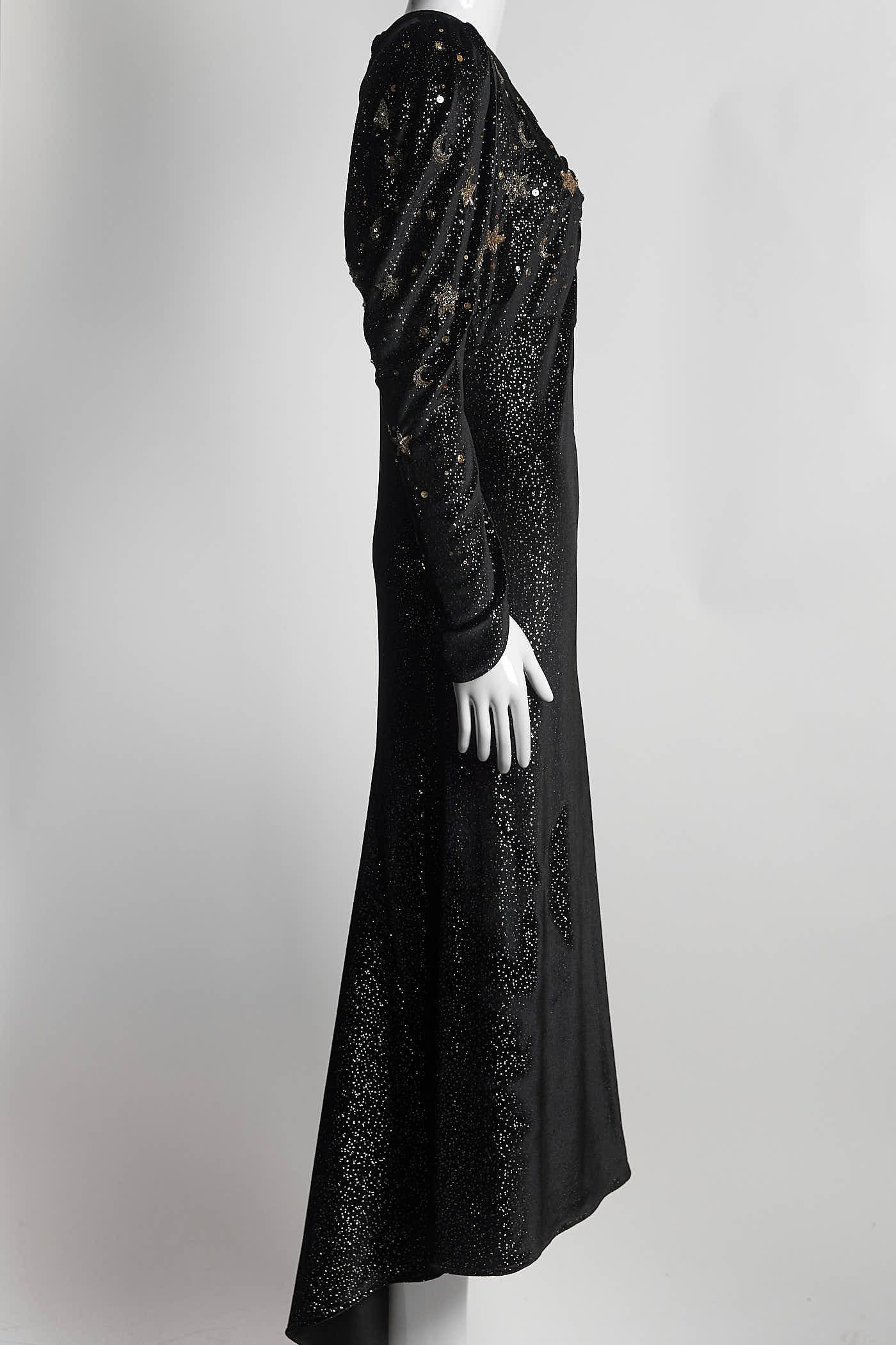 Attico Galaxy Black Long Dress
