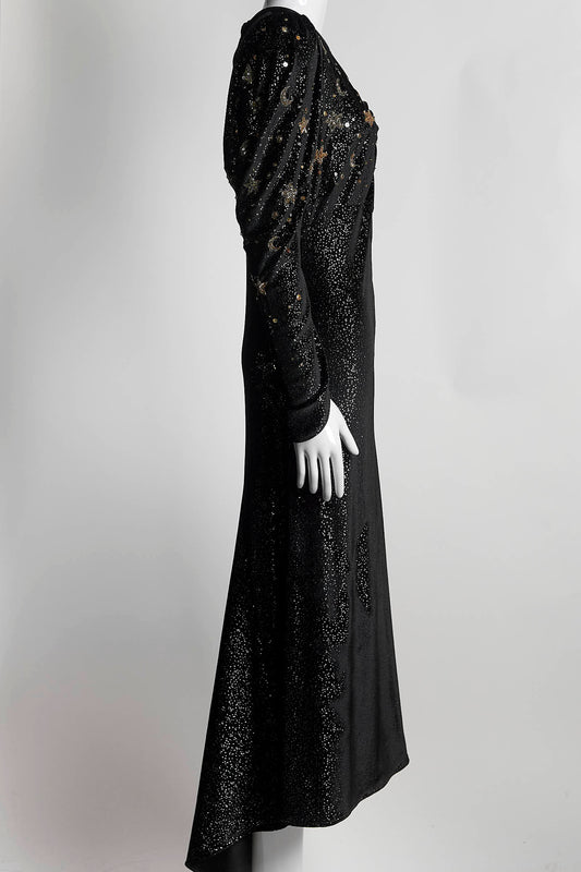 Attico Galaxy Black Long Dress