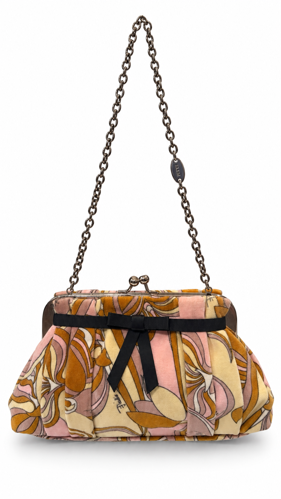EMILIO PUCCI MULTICOLOUR PRINTED VELVET CLUTCH WITH BOW