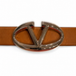 valentino brown leather belt with logo buckle - size 75