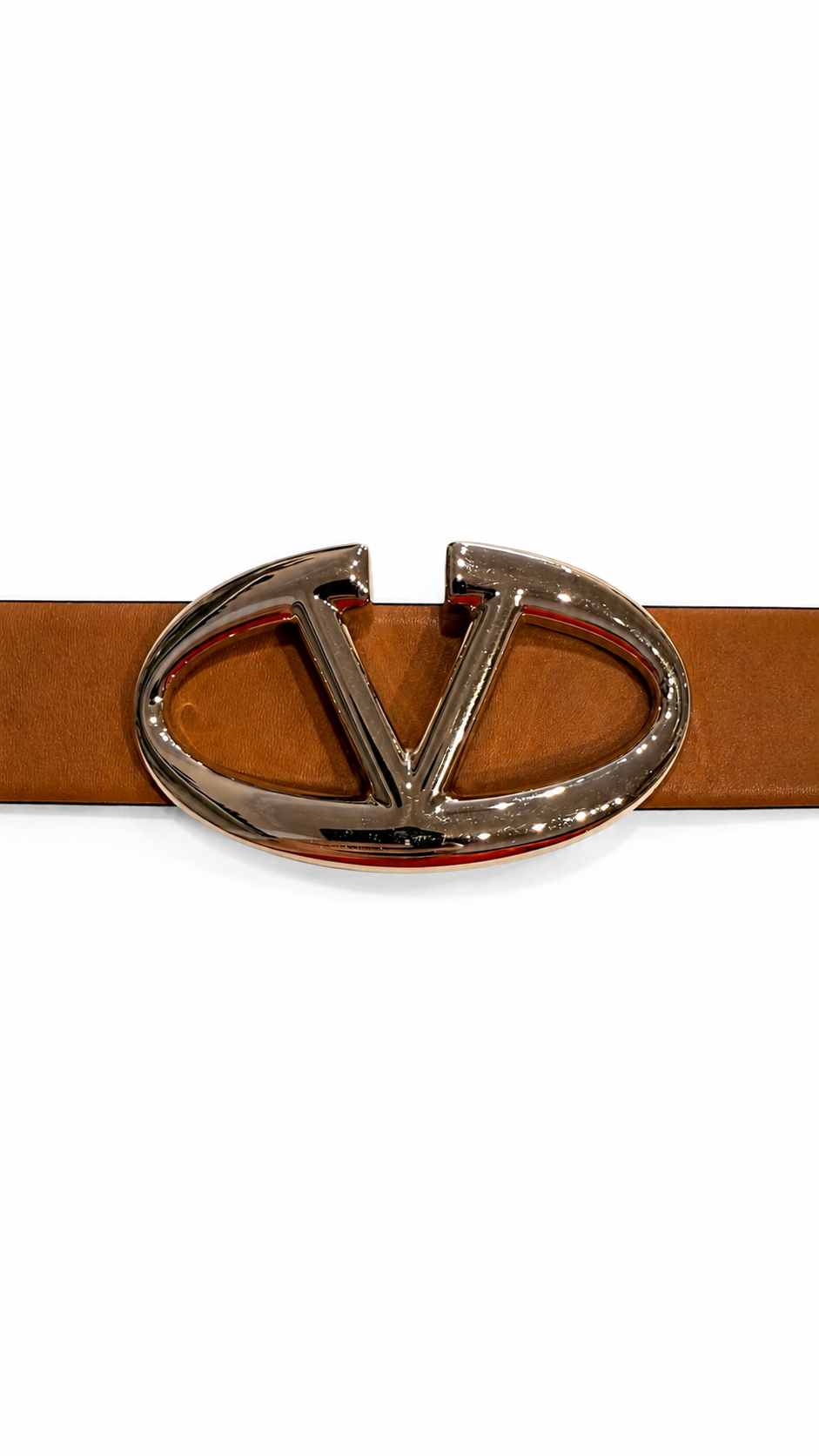 valentino brown leather belt with logo buckle - size 75