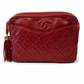 CHANEL RED QUILTED LEATHER VINTAGE CAMERA BAG