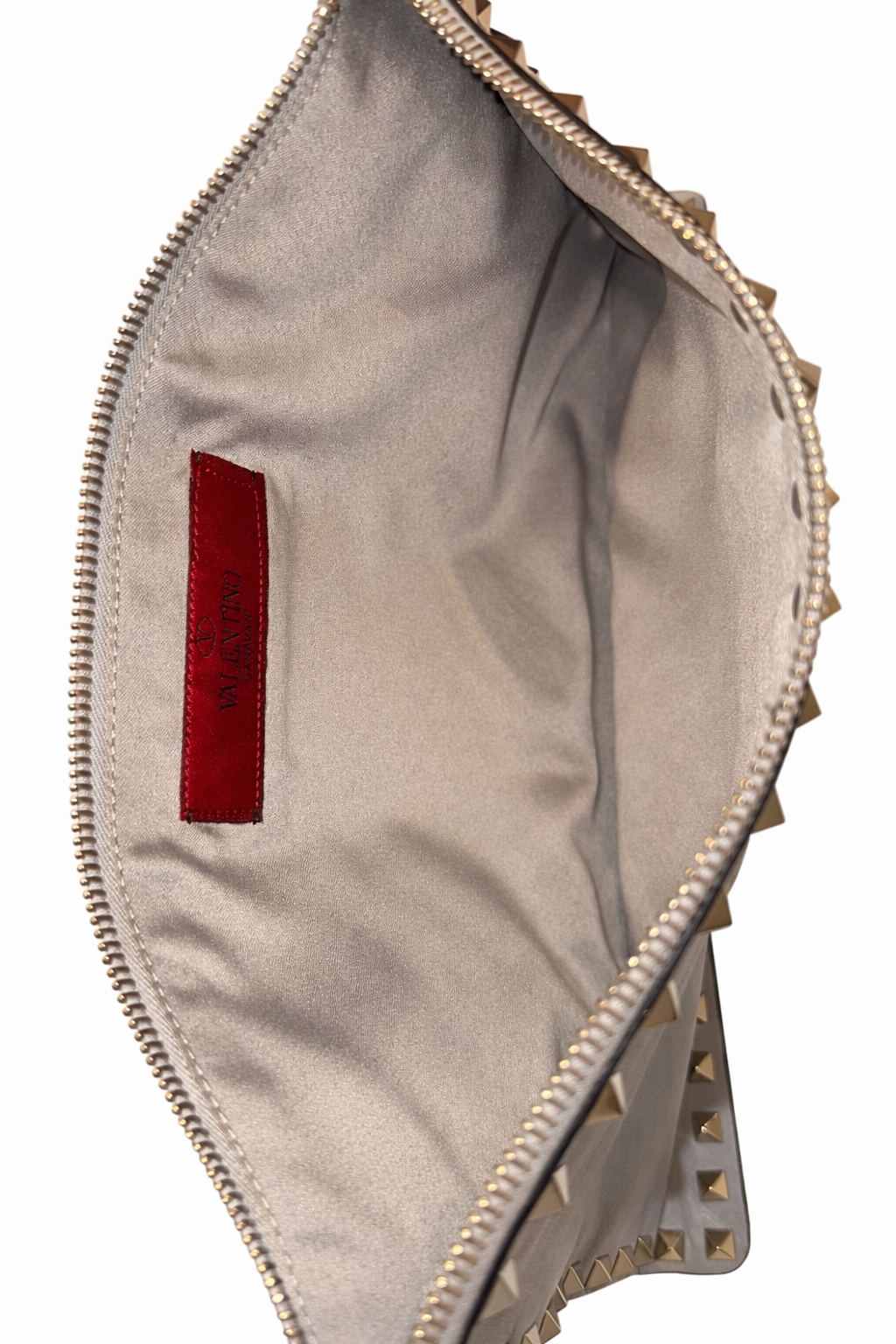 Valentino Grey Smooth Leather Rockstud Clutch