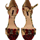 DOLCE AND GABBANA EMBELLISHED FLORAL PRINT BROCADE SANDALS