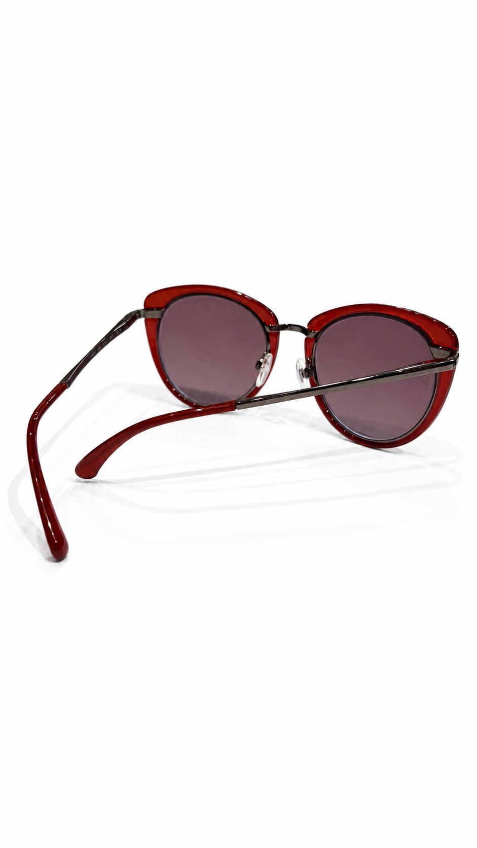 CHANEL RED/GUN METAL CAT EYE SUNGLASSES