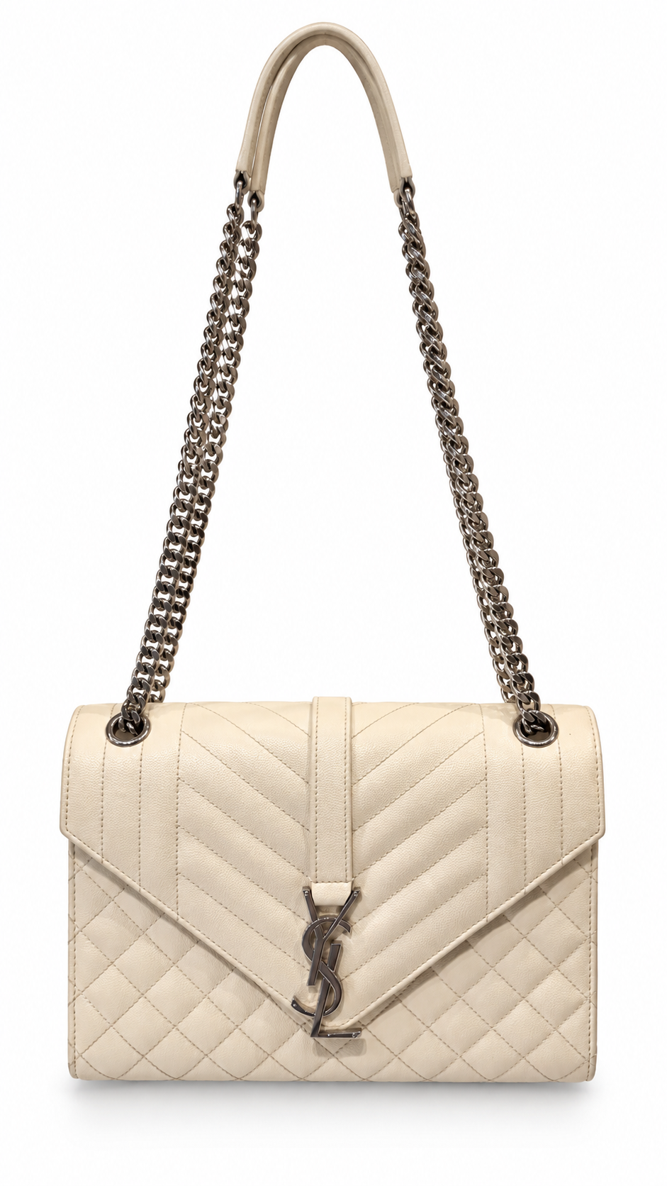 Saint Laurent Envelope Quilted Grain de Poudre Embossed Leather Bag