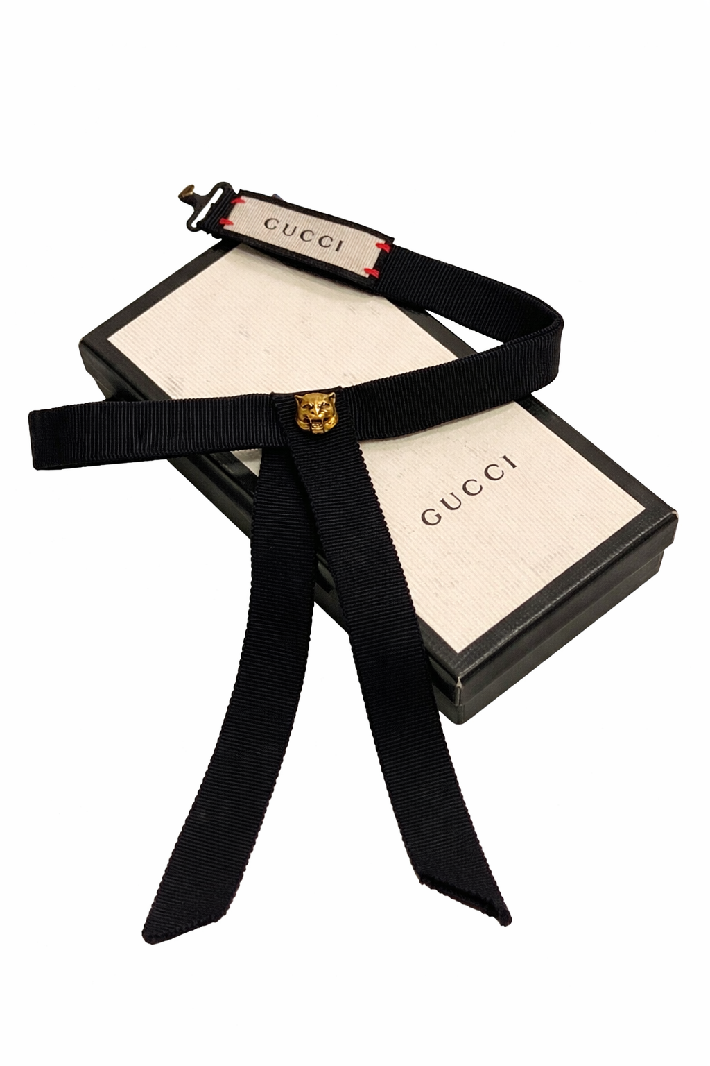 GUCCI BLACK GROSGRAIN NECK BOW TIE