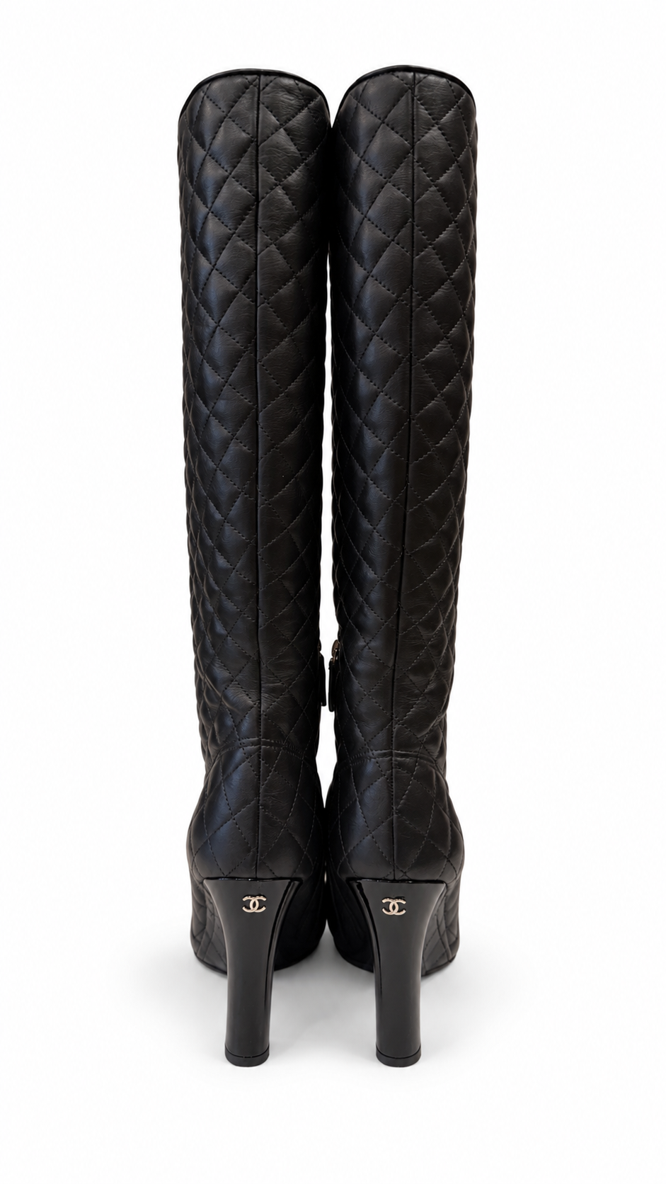 CHANEL BLACK QUILTED BOOTS - SIZE 39