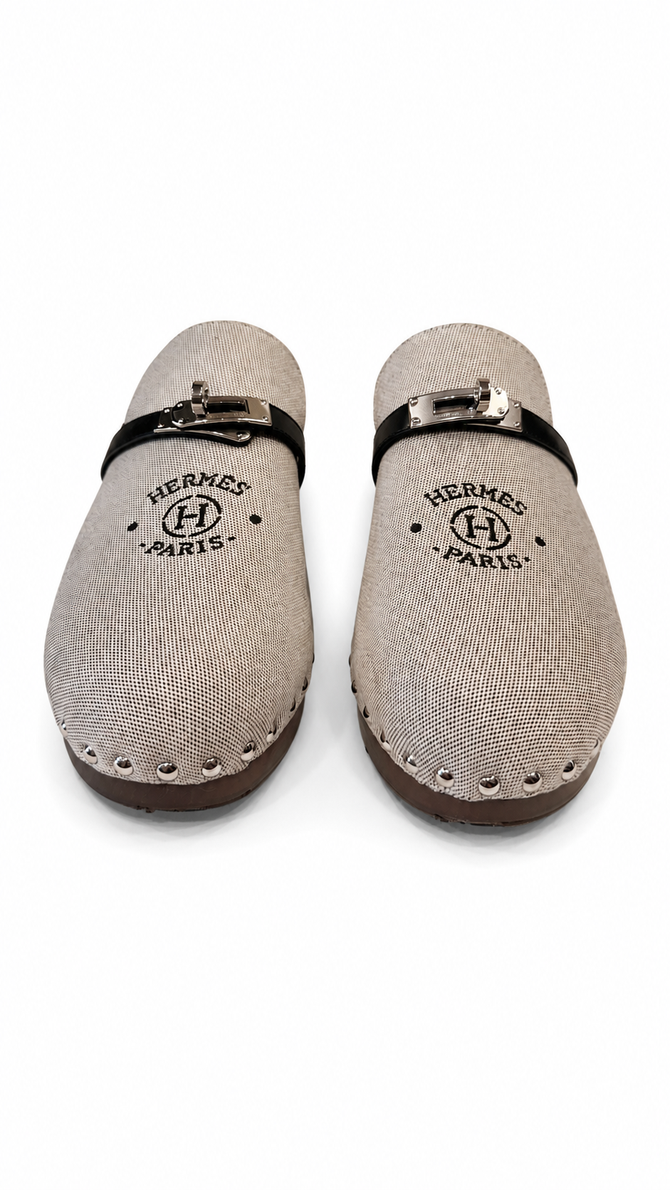 HERMES CARLOTTA CANVAS MULES - SIZE 41
