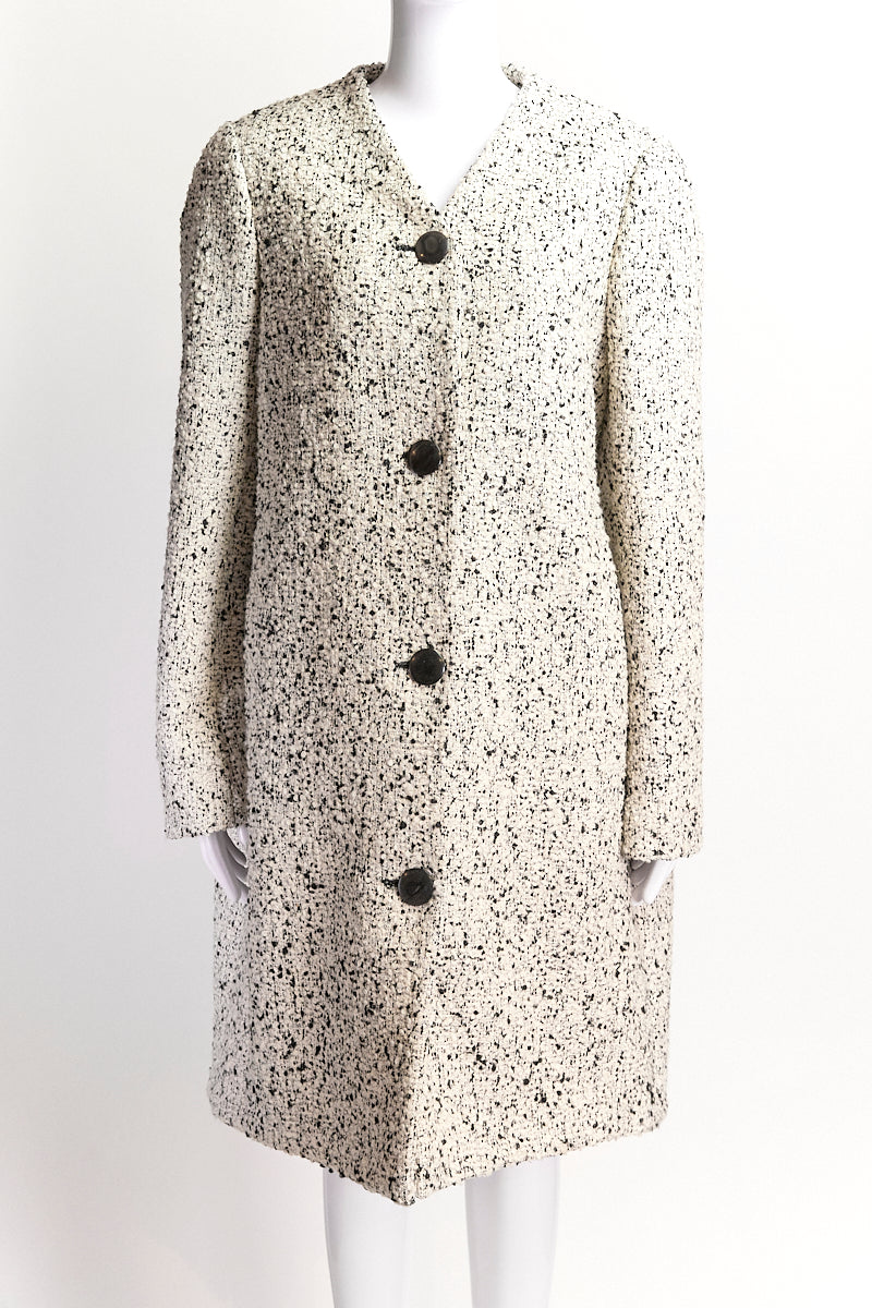 BALENCIAGA WHITE/BLACK TWEED COAT IT44