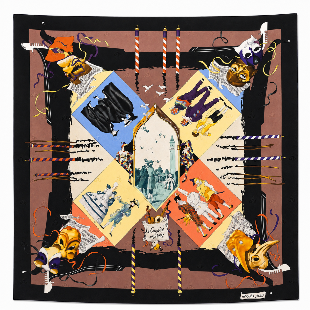 HERMES  'LE CARNAVAL DEE VENISE JACQUARD' SILK SCARF