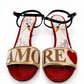 DOLCE AND GABBANA MULTI COLOR AMORE EMBROIDERD SANDALS - SIZE 38.5