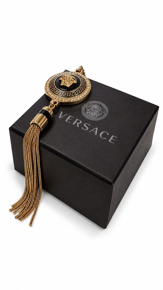 GIANNI VERSACE VANITAS CRYSTAL EENAMEL MEDUSA TASSEL NECKLACE