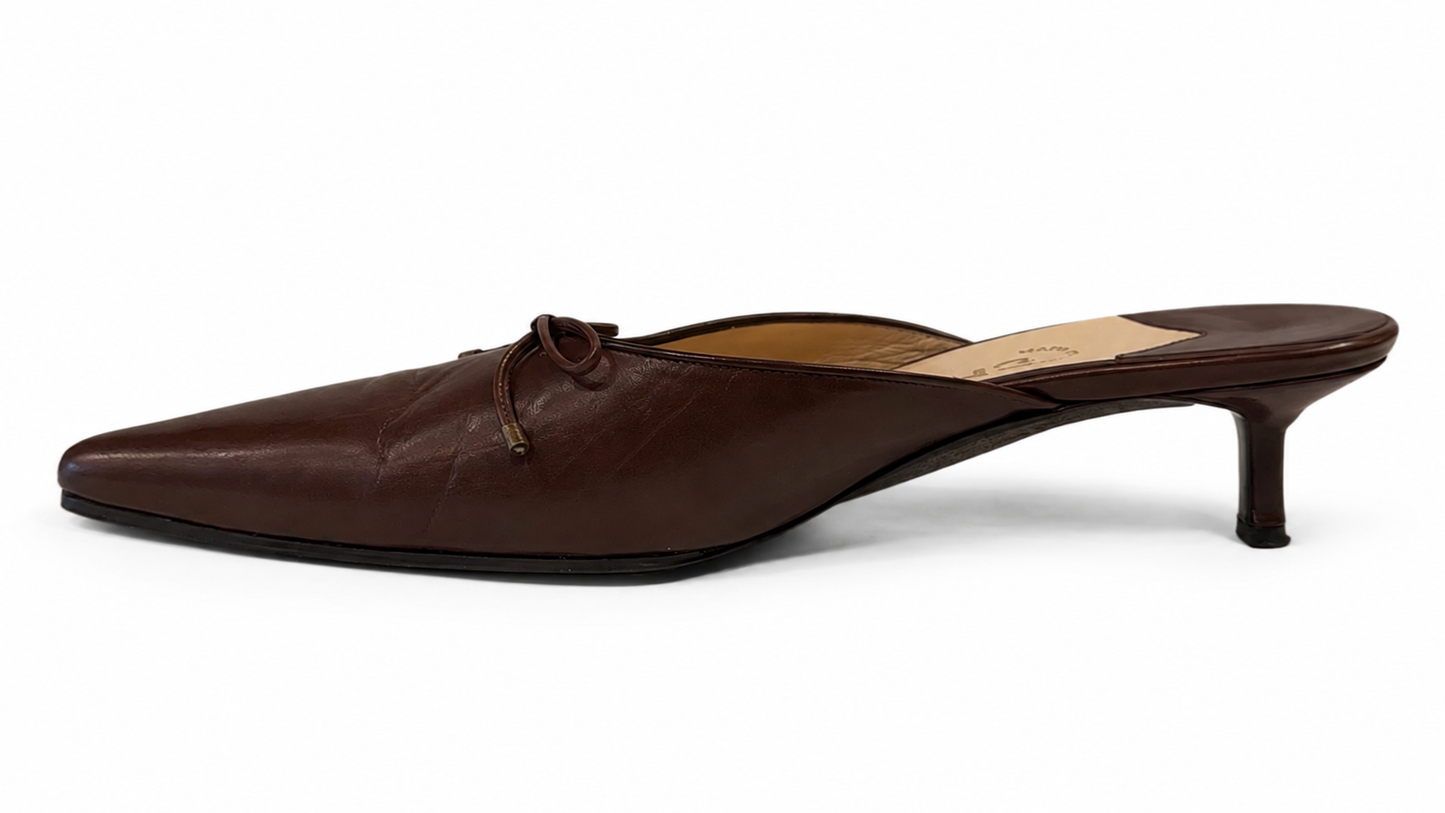 CHANEL VINTAGE BROWN MULES IN BROWN CALFSKIN