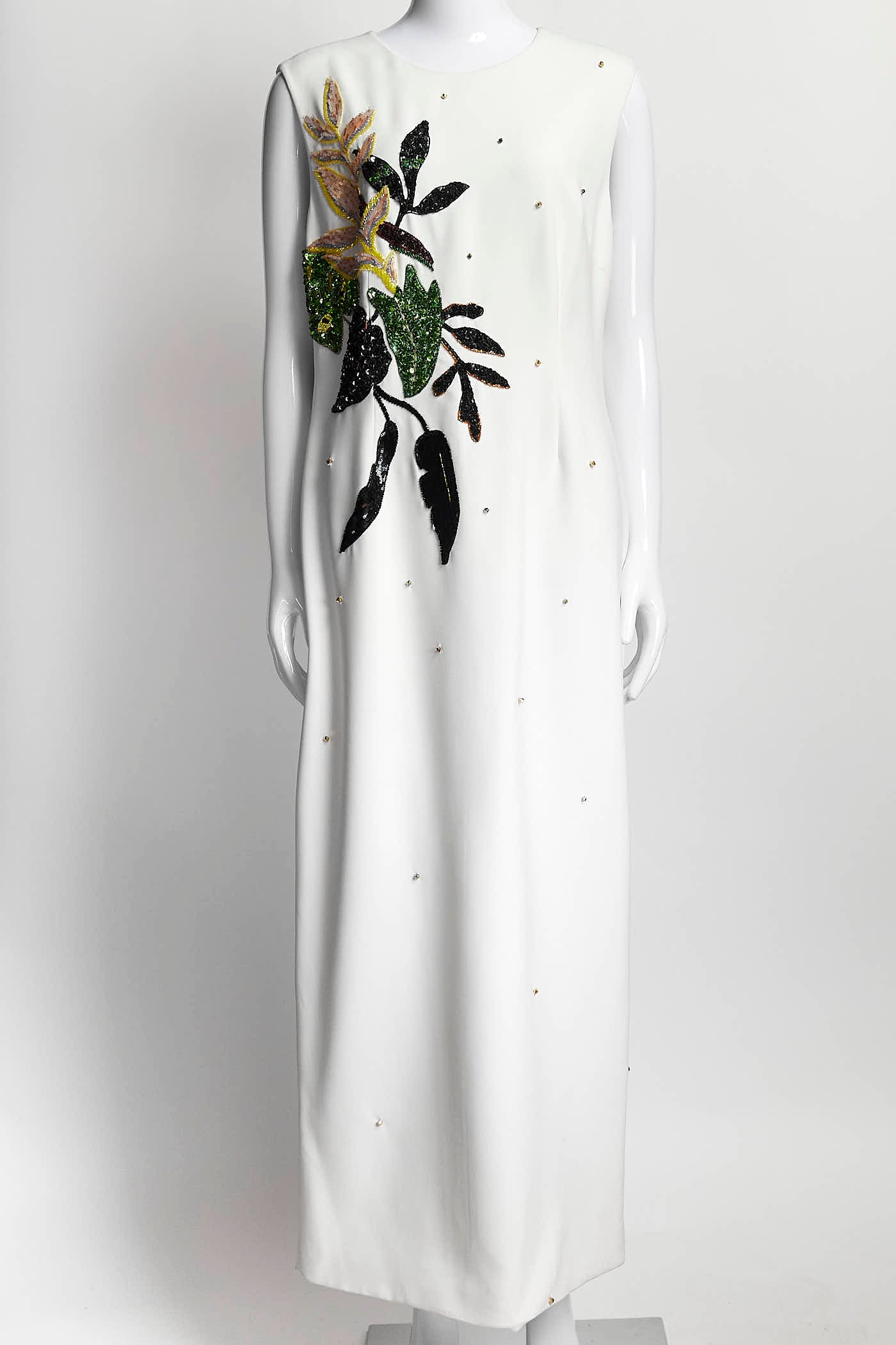 BIBHU MOHAPATRA Floral Sequin White Dress 8