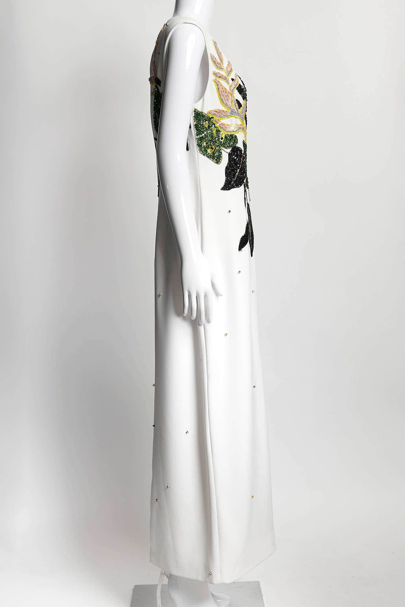 BIBHU MOHAPATRA Floral Sequin White Dress 8