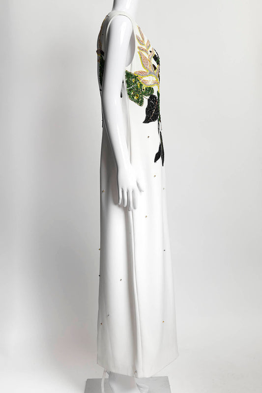 BIBHU MOHAPATRA Floral Sequin White Dress 8