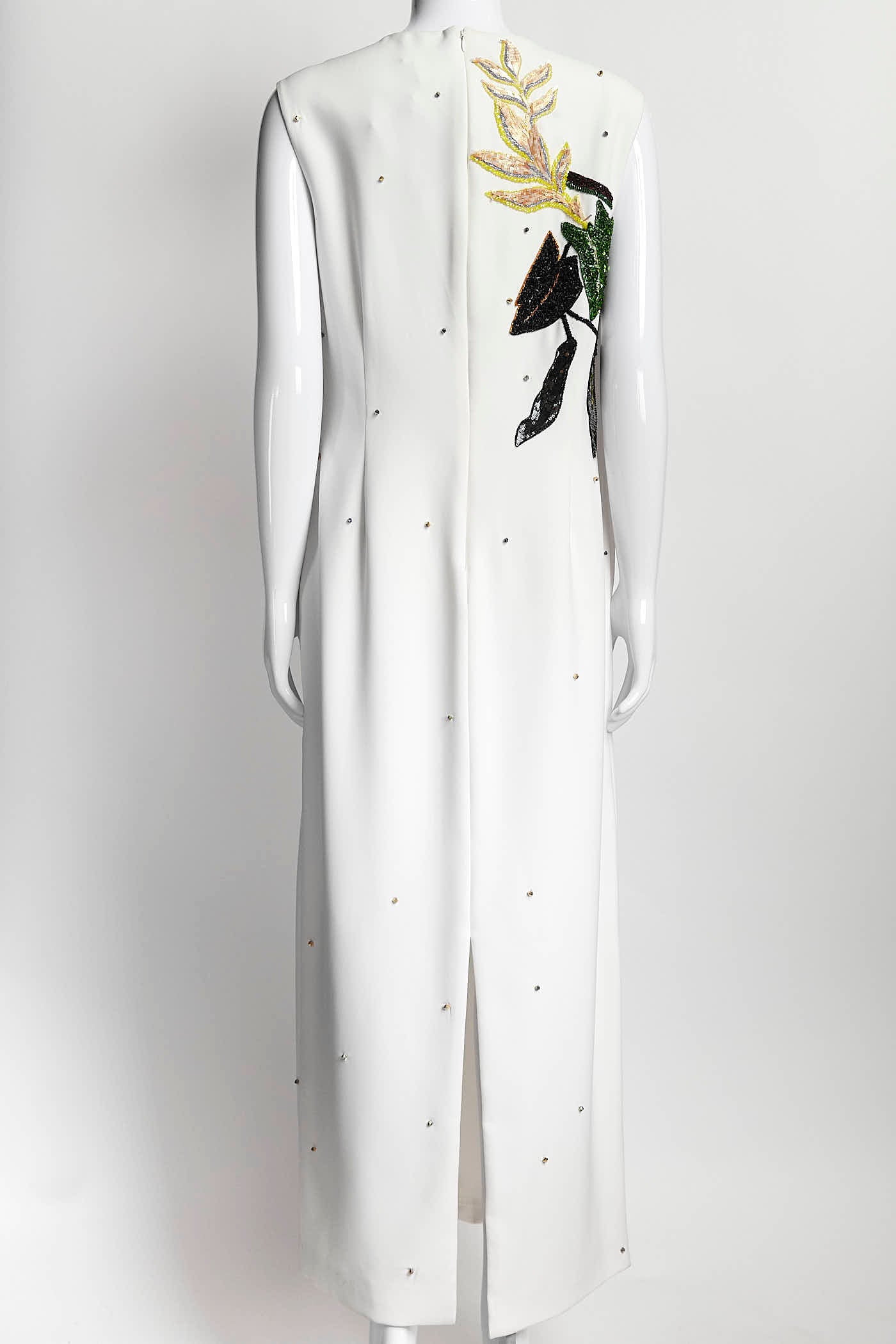 BIBHU MOHAPATRA Floral Sequin White Dress 8