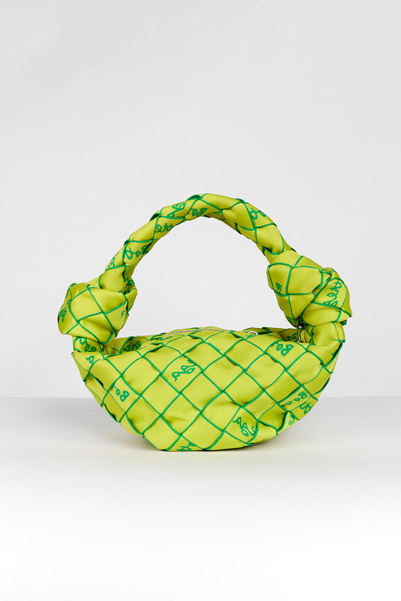 BOTTEGA VENETA GREEN WOVEN EMBROIDERED JODIE BAG