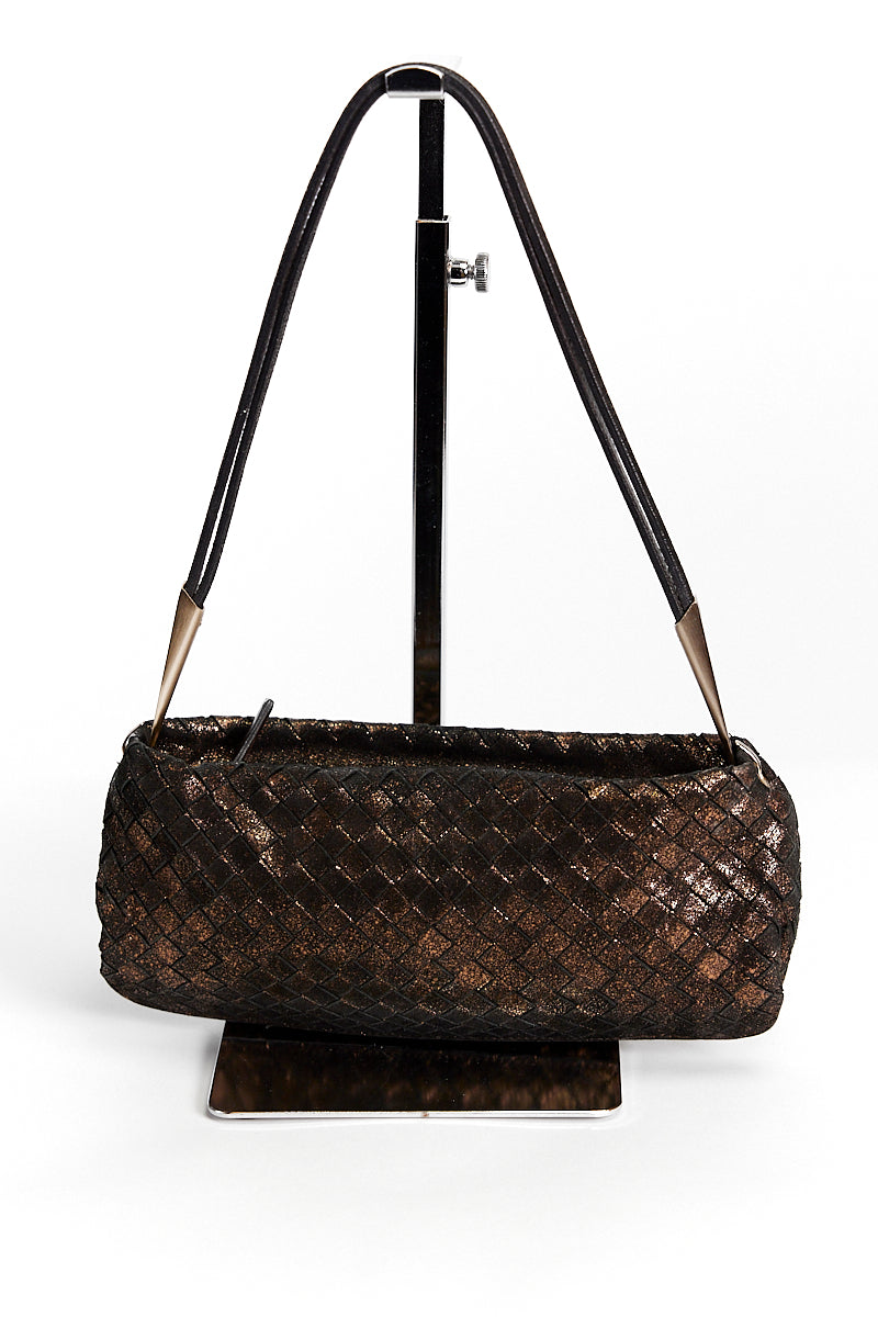 BOTTEGA VENETA INTERCCIATO GOLD/BLACK MINI BAG