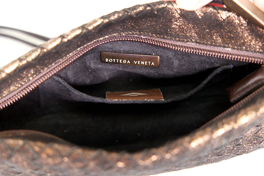 BOTTEGA VENETA INTERCCIATO GOLD/BLACK MINI BAG