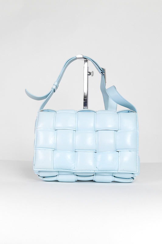 BOTTEGA VENETA PALE BLUE PADDED CASSETTE BAG