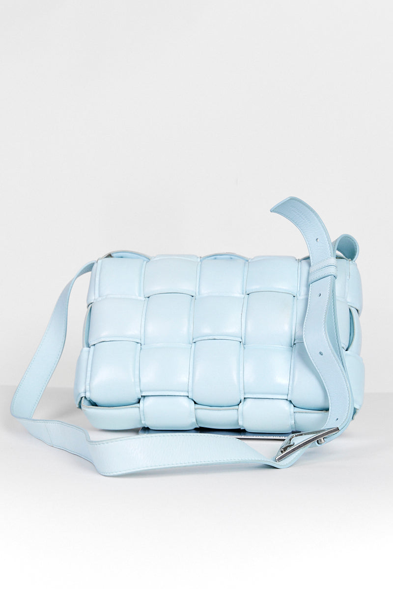 BOTTEGA VENETA PALE BLUE PADDED CASSETTE BAG