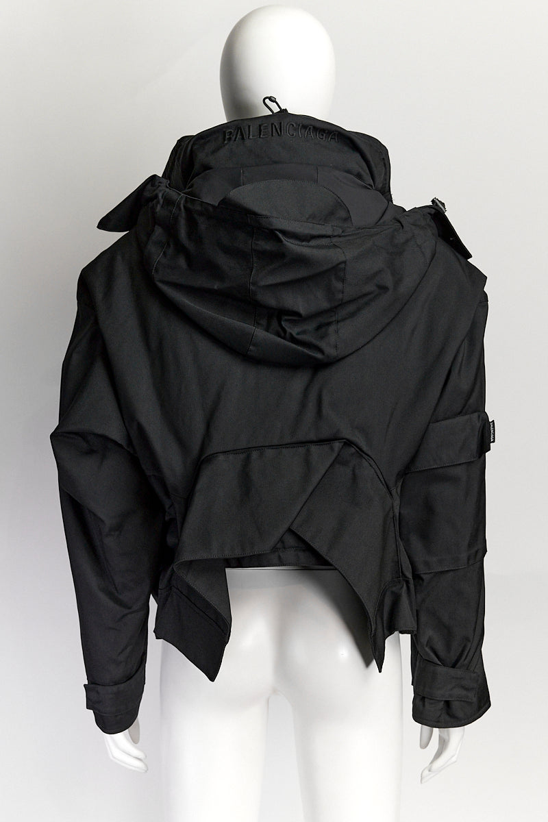 Balenciaga Black Upside Down Technical Hooded Jacket IT34