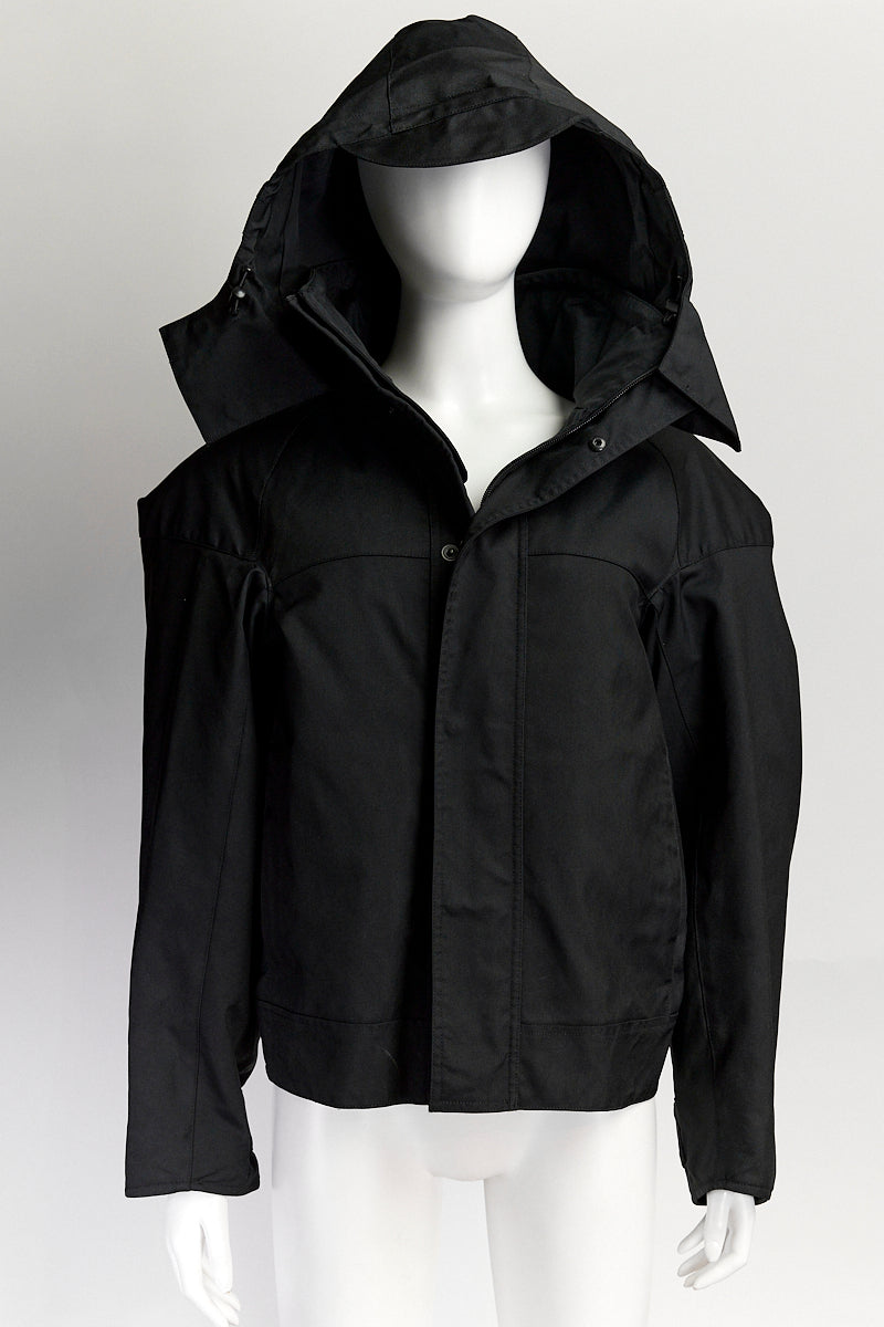 Balenciaga Black Upside Down Technical Hooded Jacket IT34